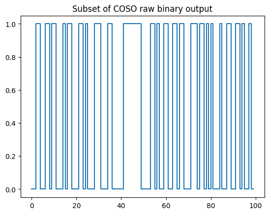 An example of raw binary output for the COSO